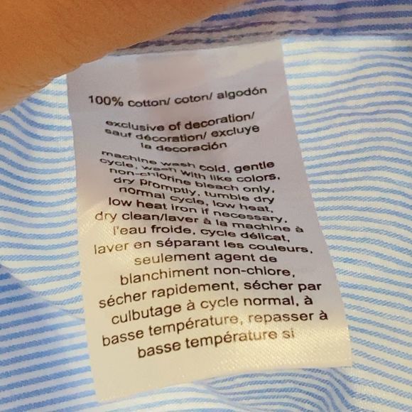 TOMMY HILFOGER Light Blue Pen Stripe Button Down Shirt Sz XS TP 100% Cotton - Picture 6 of 6